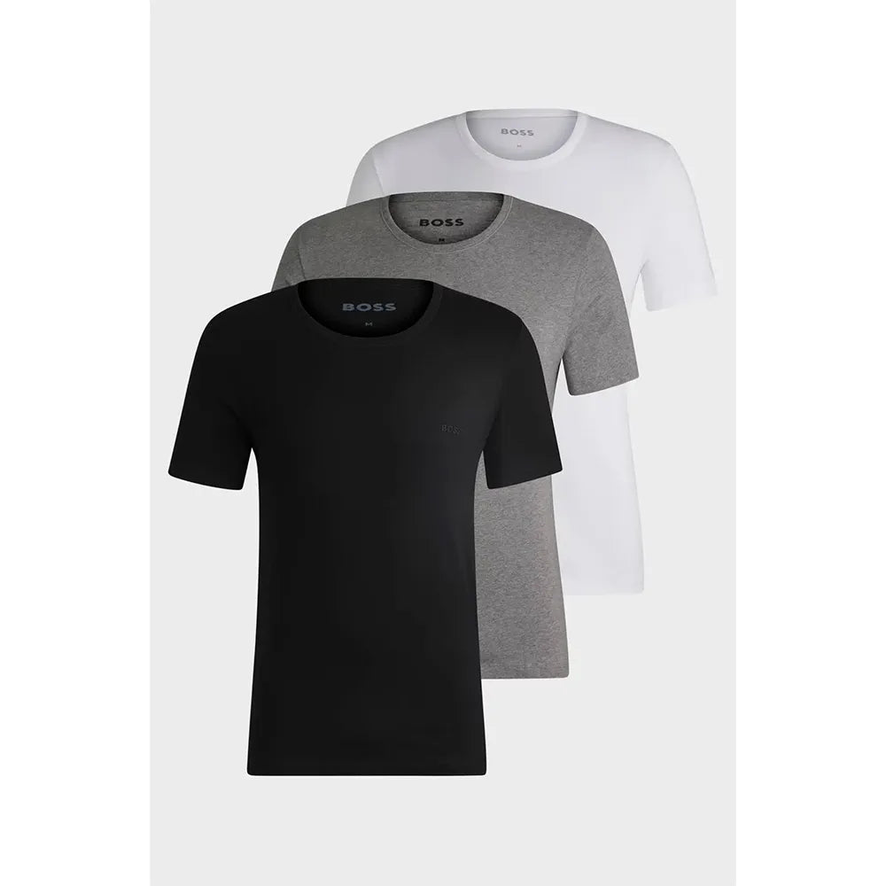 Kit 3 Camisetas Hugo Boss Em Algodão Com Logo